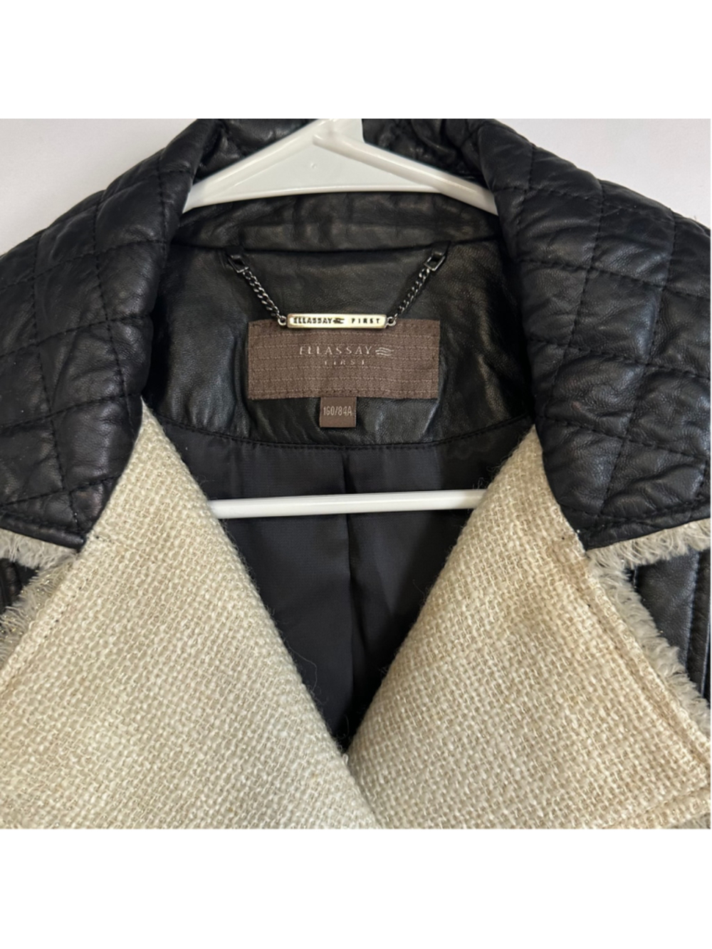 ELLASSAY FIRST Lambskin Leather Tweed BLACK Quilted MOTO Biker JACKET WOMENS M - Picture 3 of 13